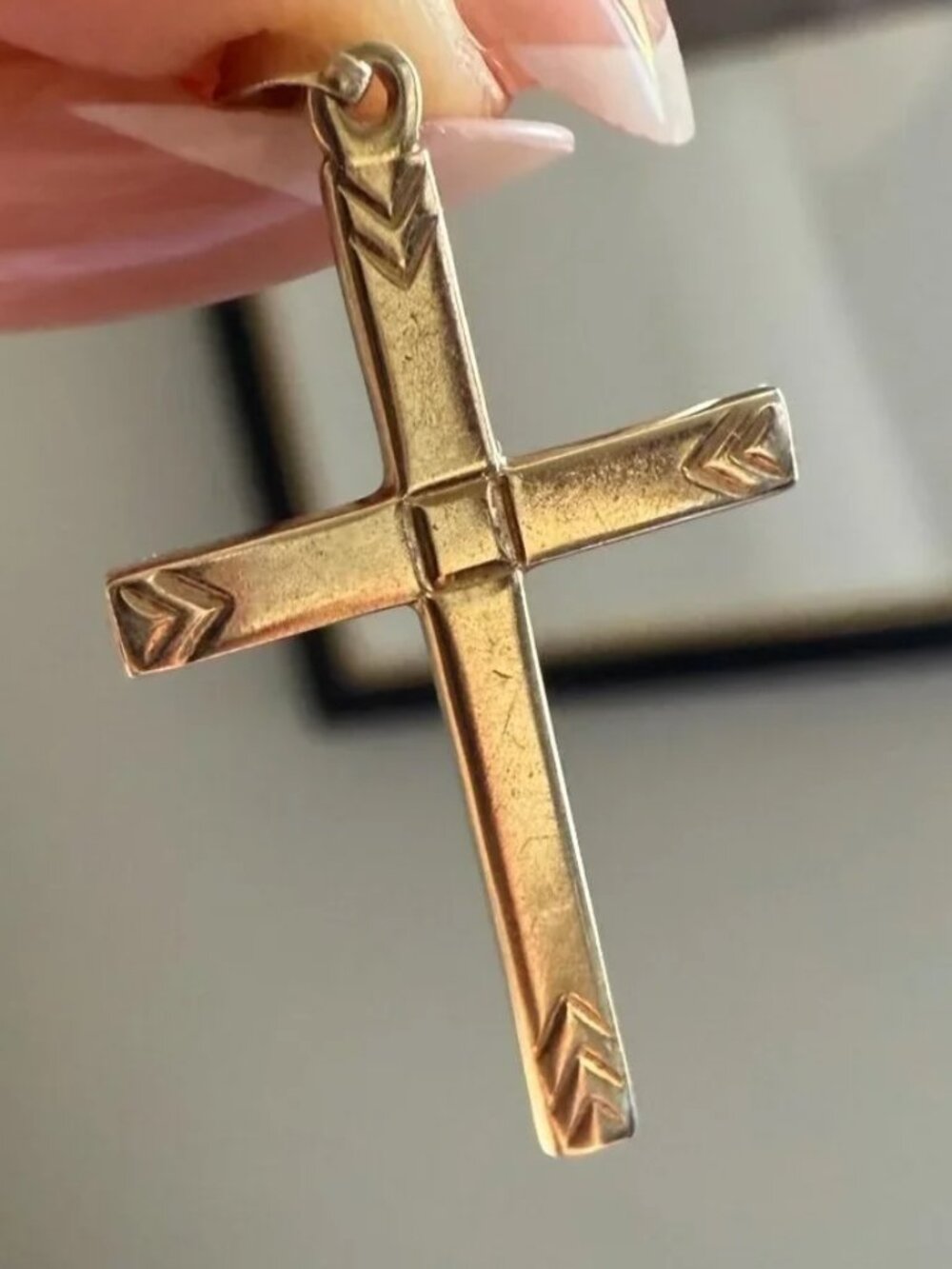 14K SOLID GOLD Religious Cross Pendant